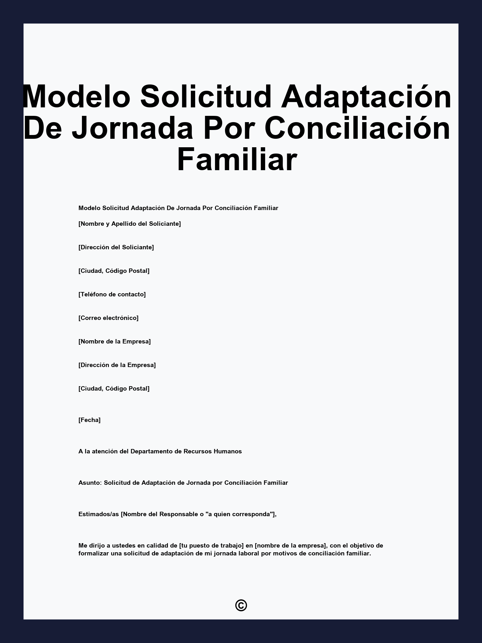 Modelo Solicitud Adaptación De Jornada Por Conciliación Familiar