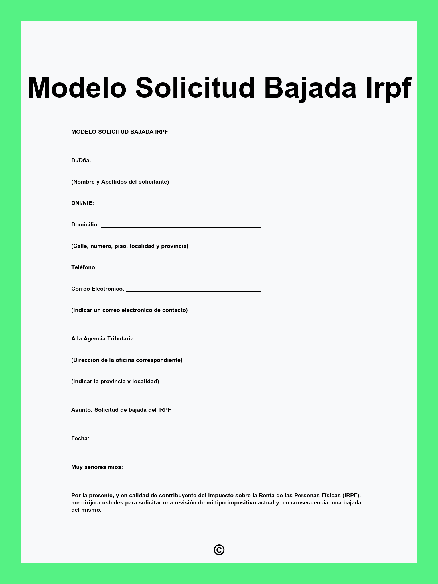 Modelo Solicitud Bajada Irpf