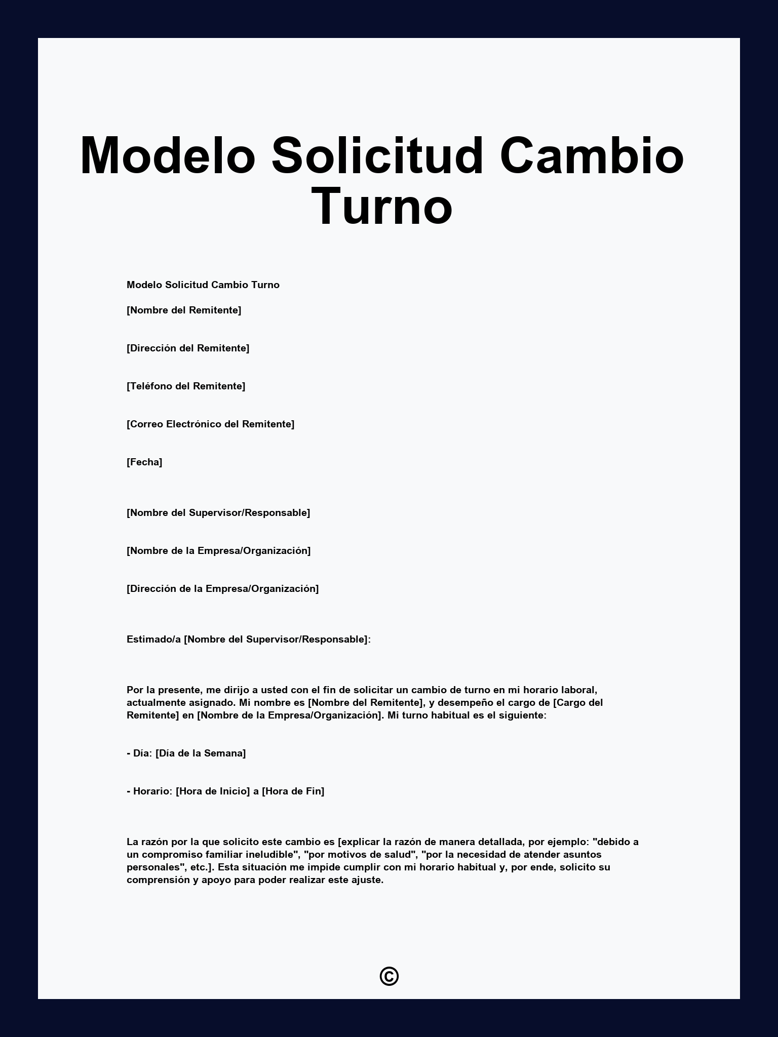Modelo Solicitud Cambio Turno