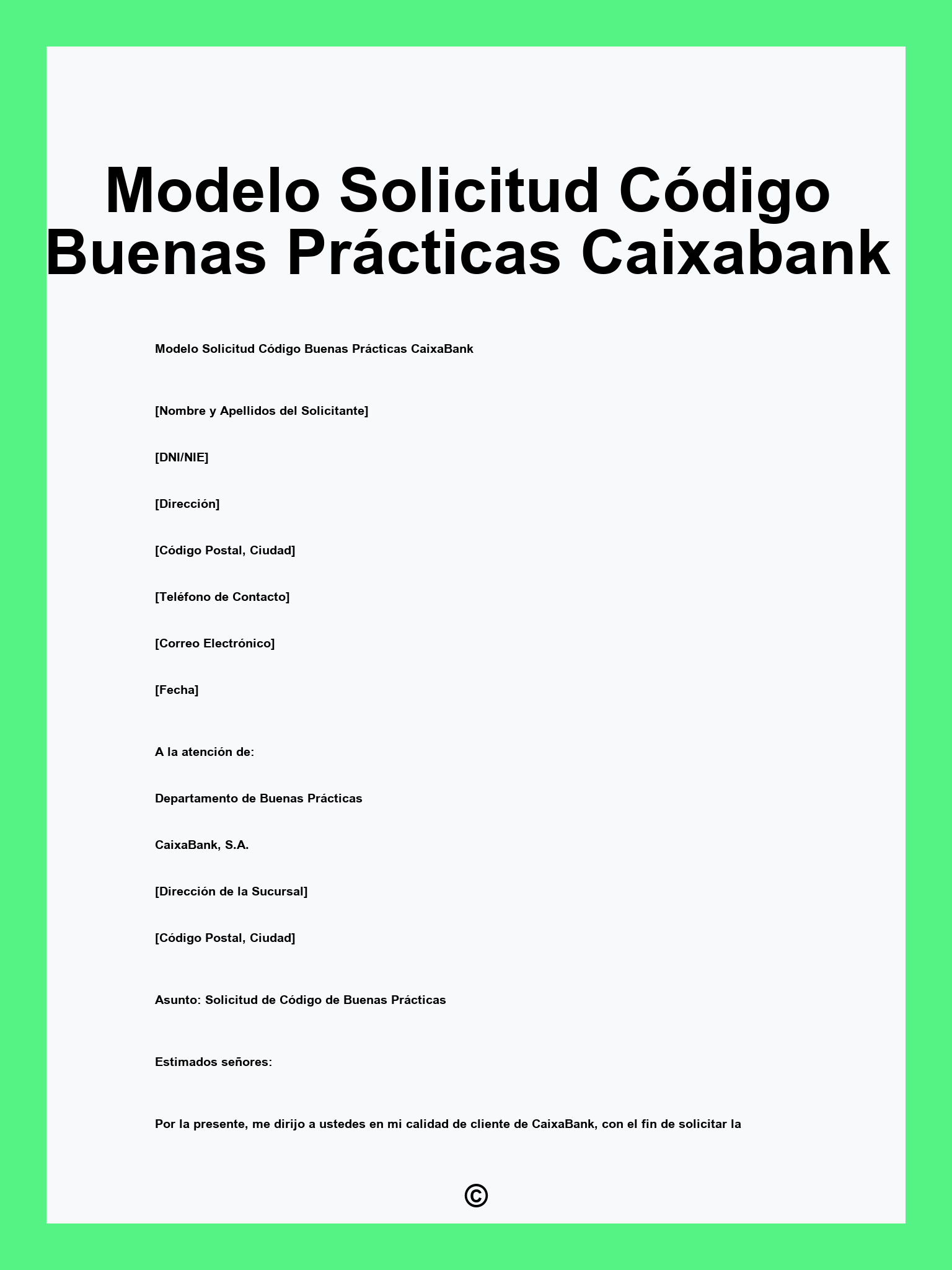 Modelo Solicitud Código Buenas Prácticas Caixabank