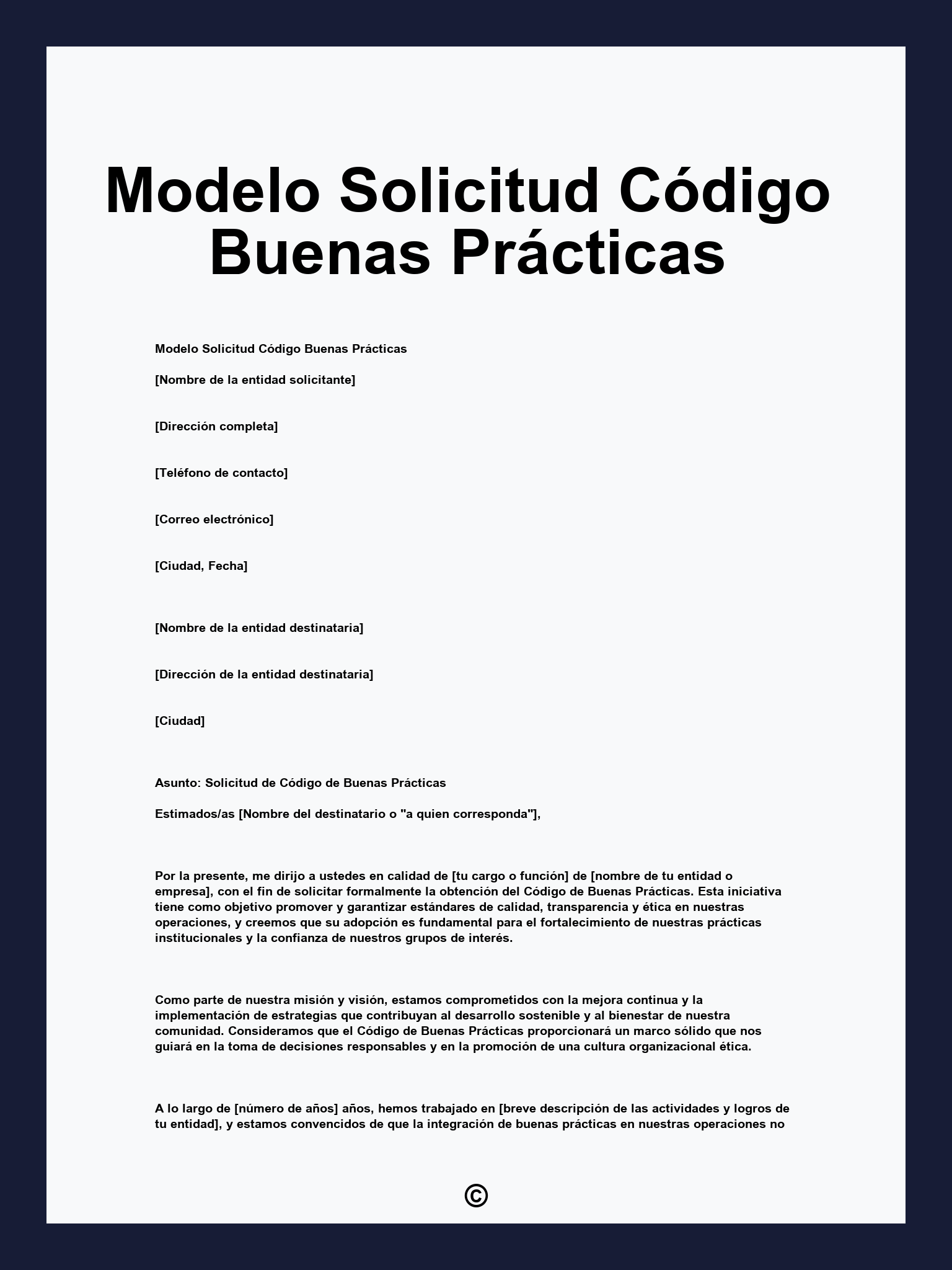 Modelo Solicitud Código Buenas Prácticas