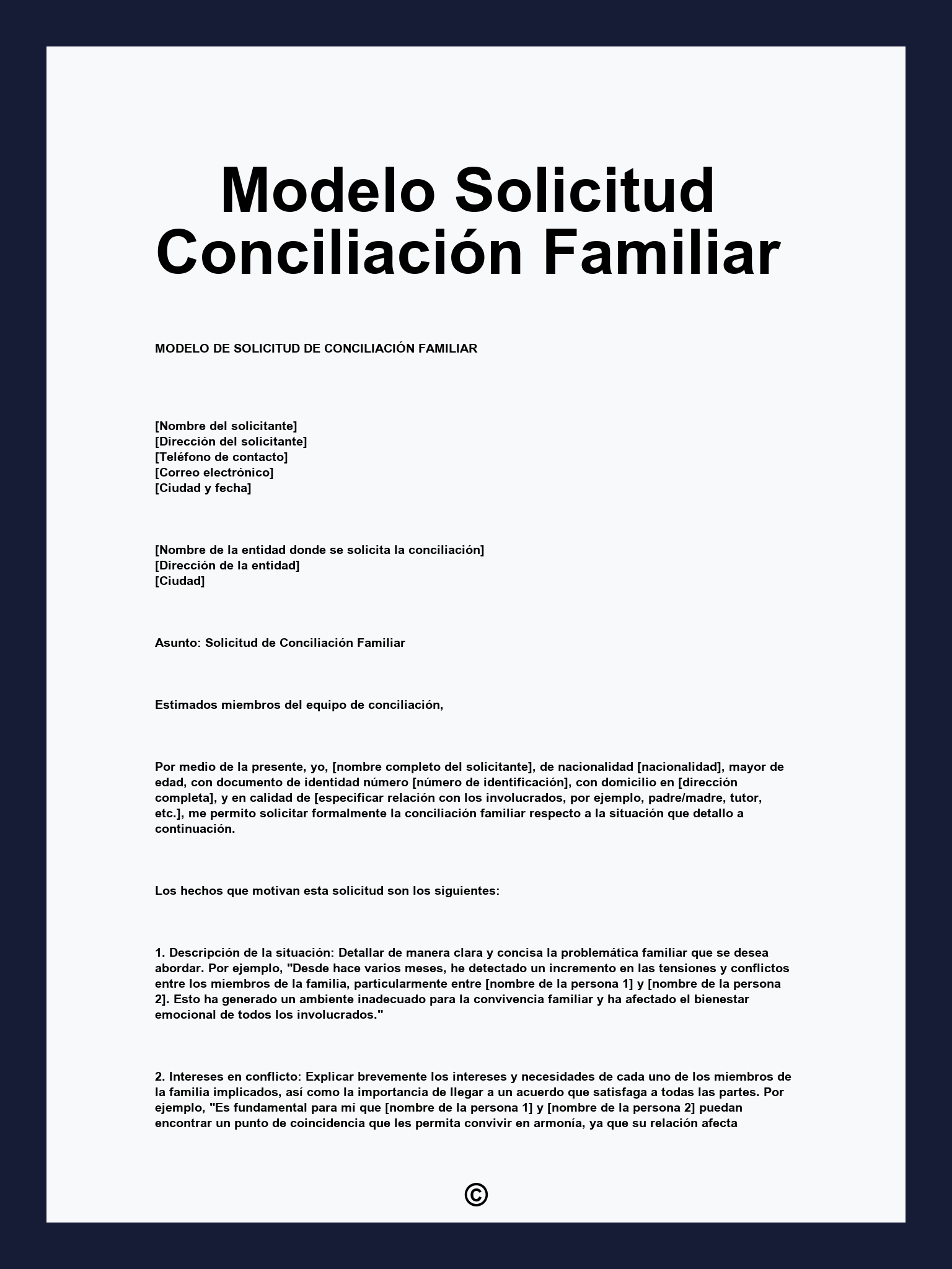Modelo Solicitud Conciliación Familiar