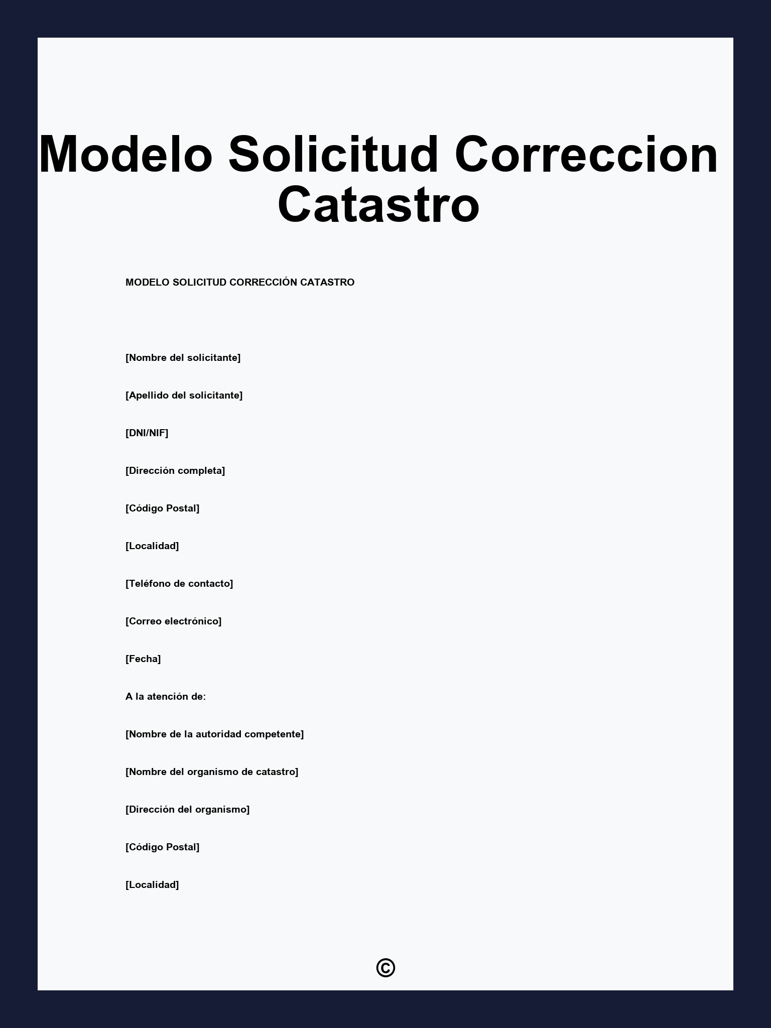 Modelo Solicitud Correccion Catastro