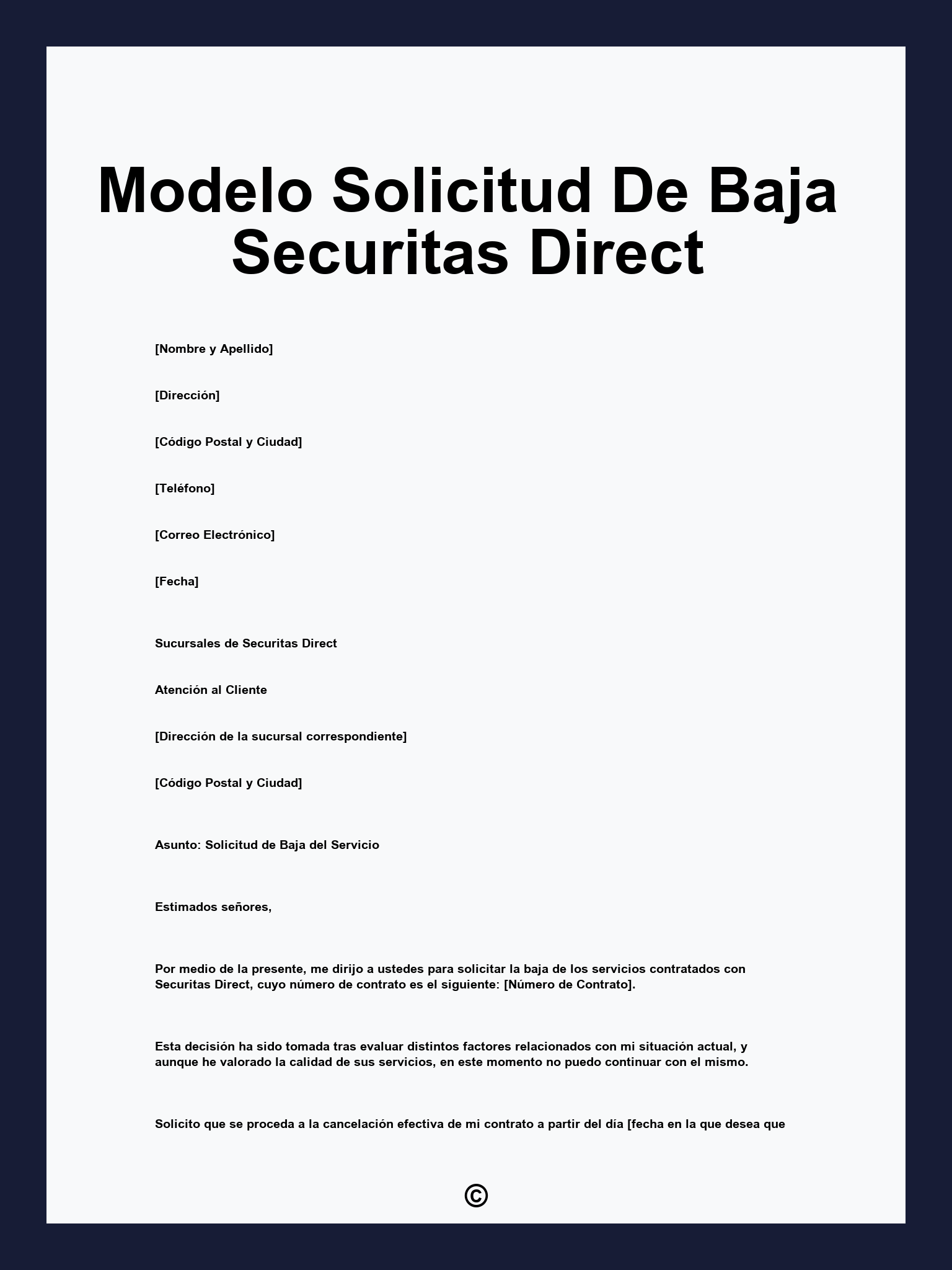 Modelo Solicitud De Baja Securitas Direct