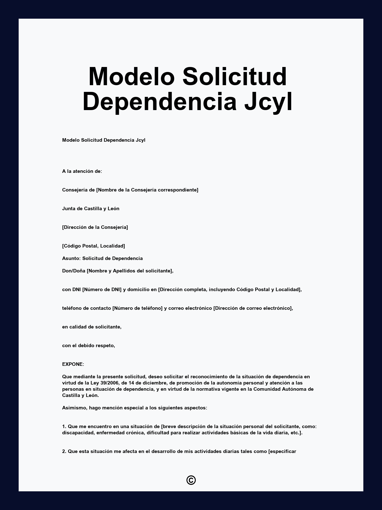 Modelo Solicitud Dependencia Jcyl