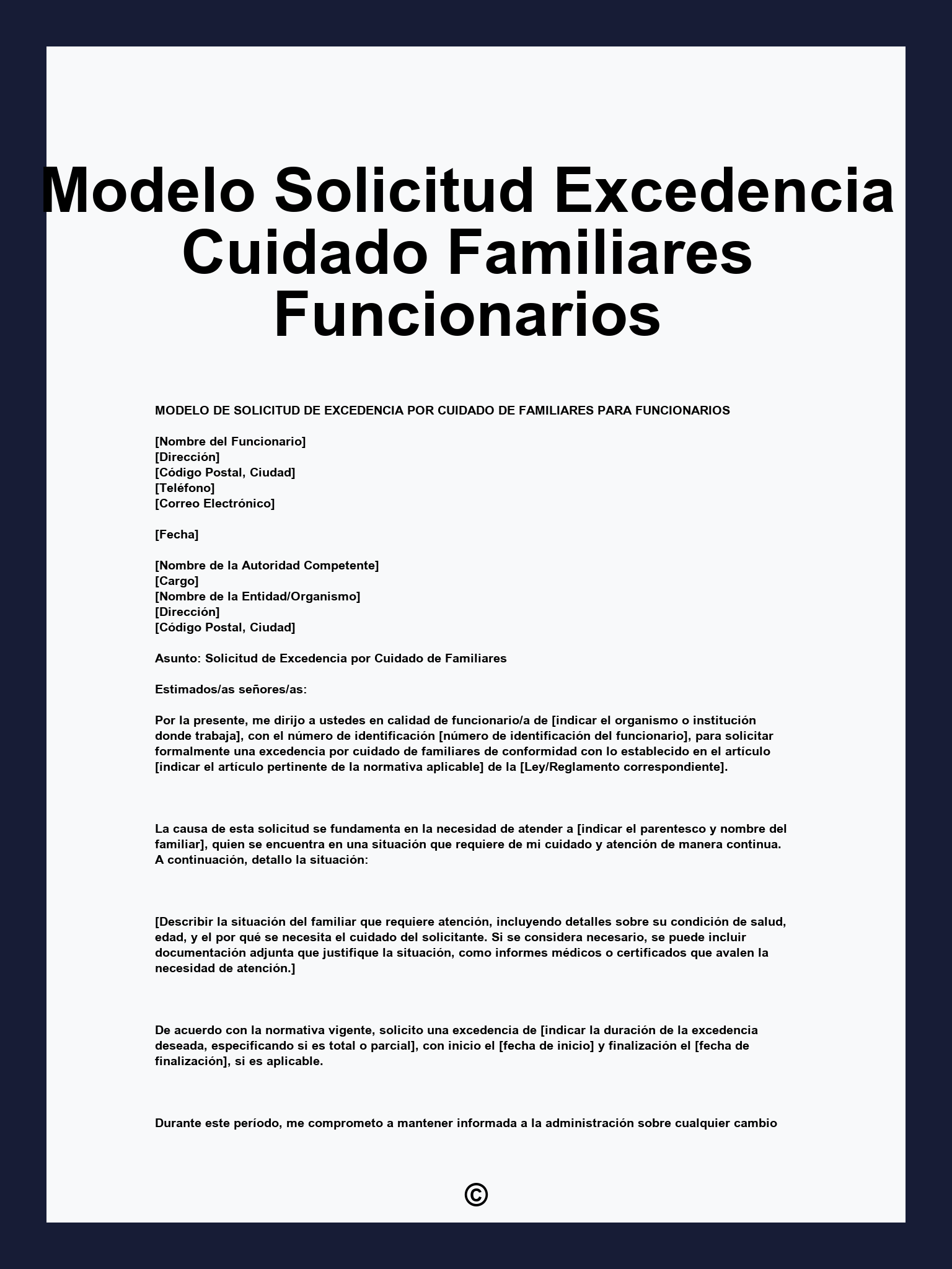 Modelo Solicitud Excedencia Cuidado Familiares Funcionarios