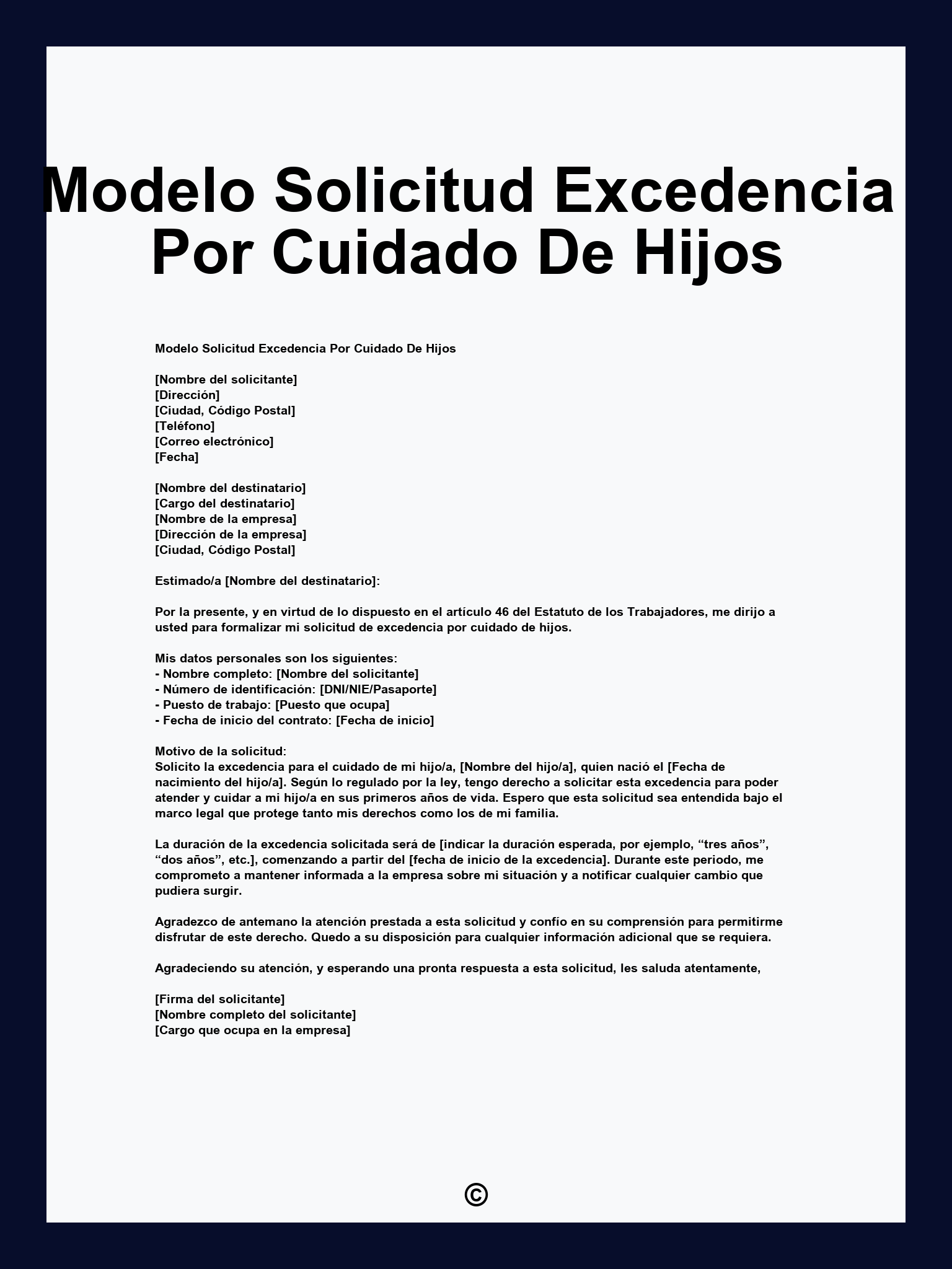 Modelo Solicitud Excedencia Por Cuidado De Hijos