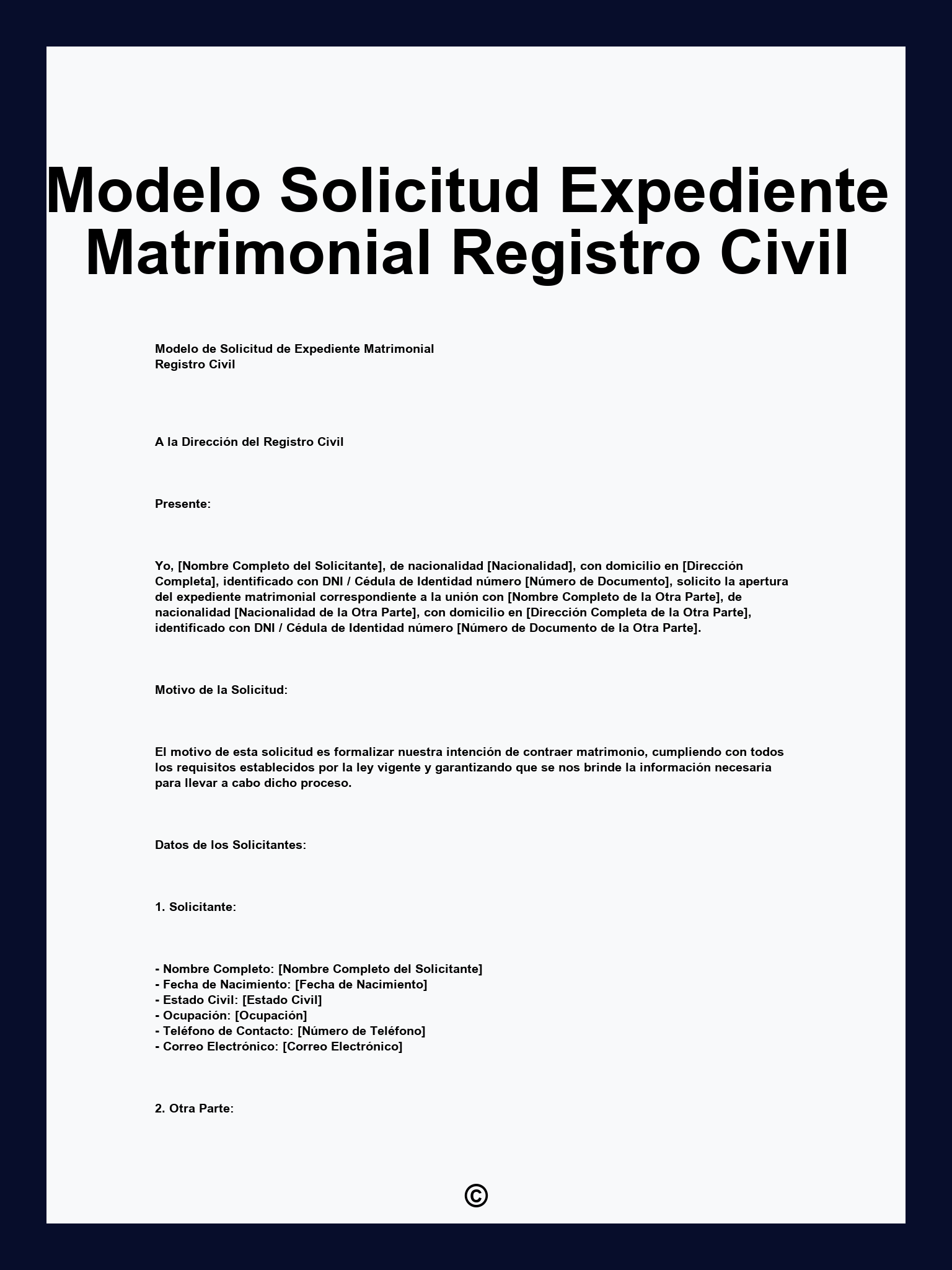 Modelo Solicitud Expediente Matrimonial Registro Civil