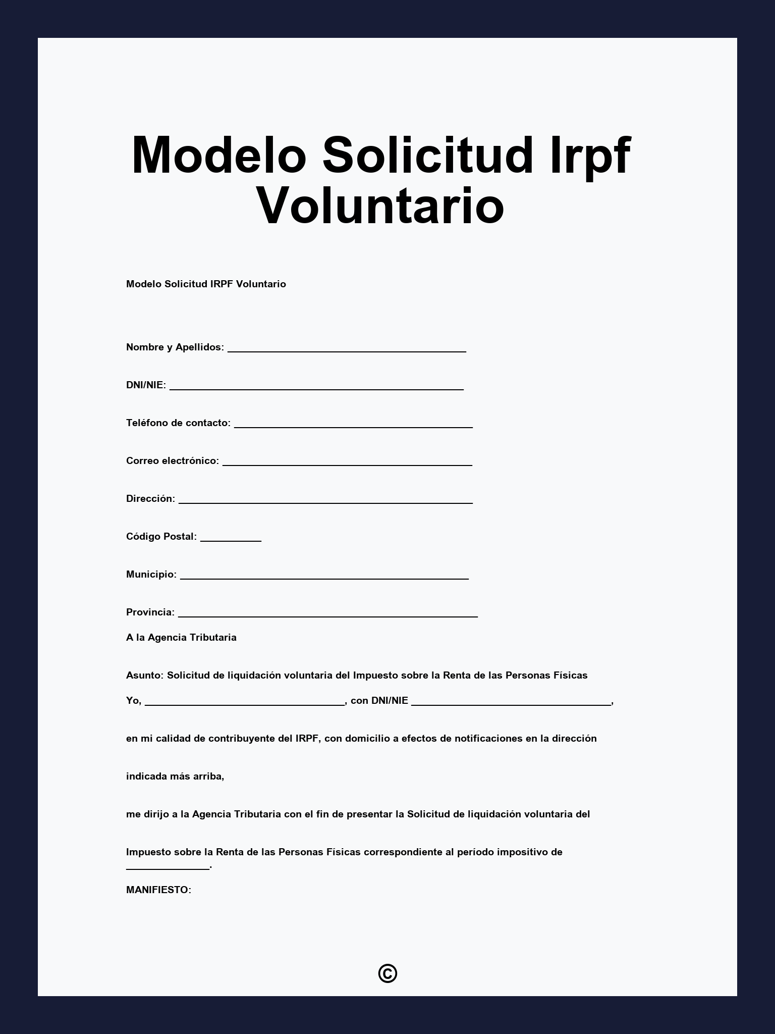Modelo Solicitud Irpf Voluntario