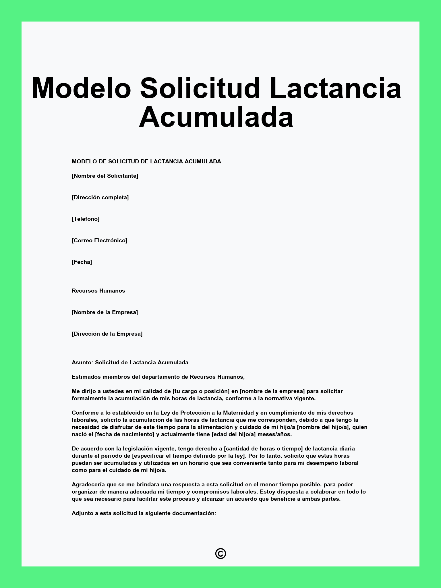 Modelo Solicitud Lactancia Acumulada