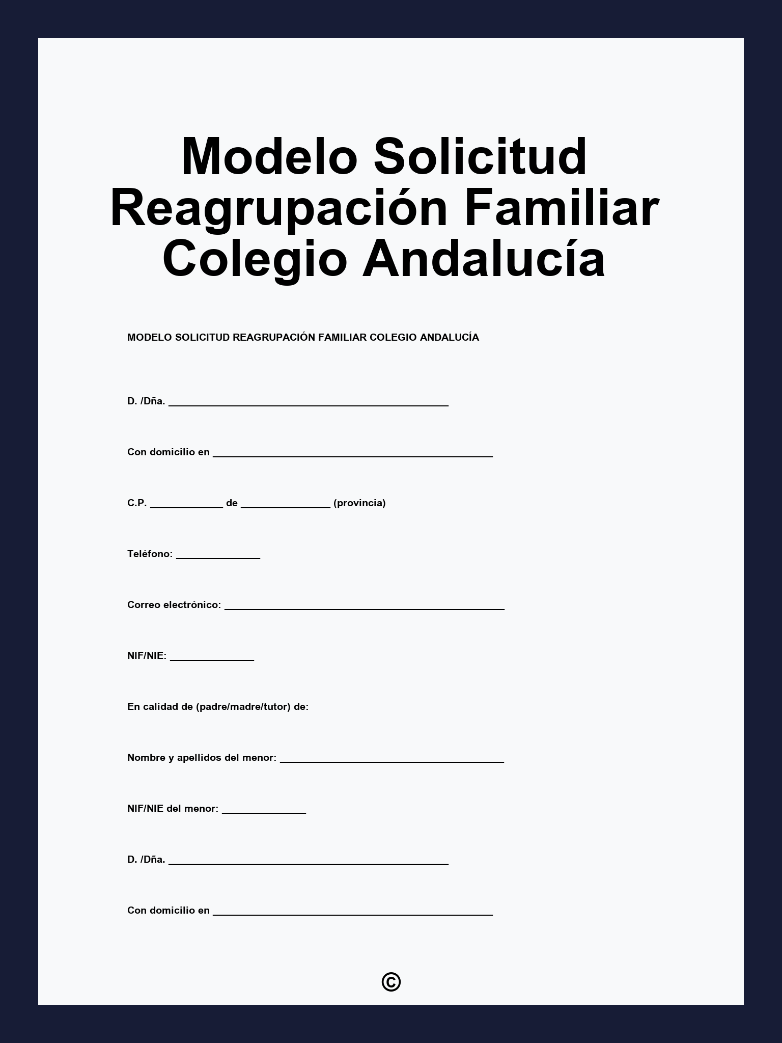 Modelo Solicitud Reagrupación Familiar Colegio Andalucía