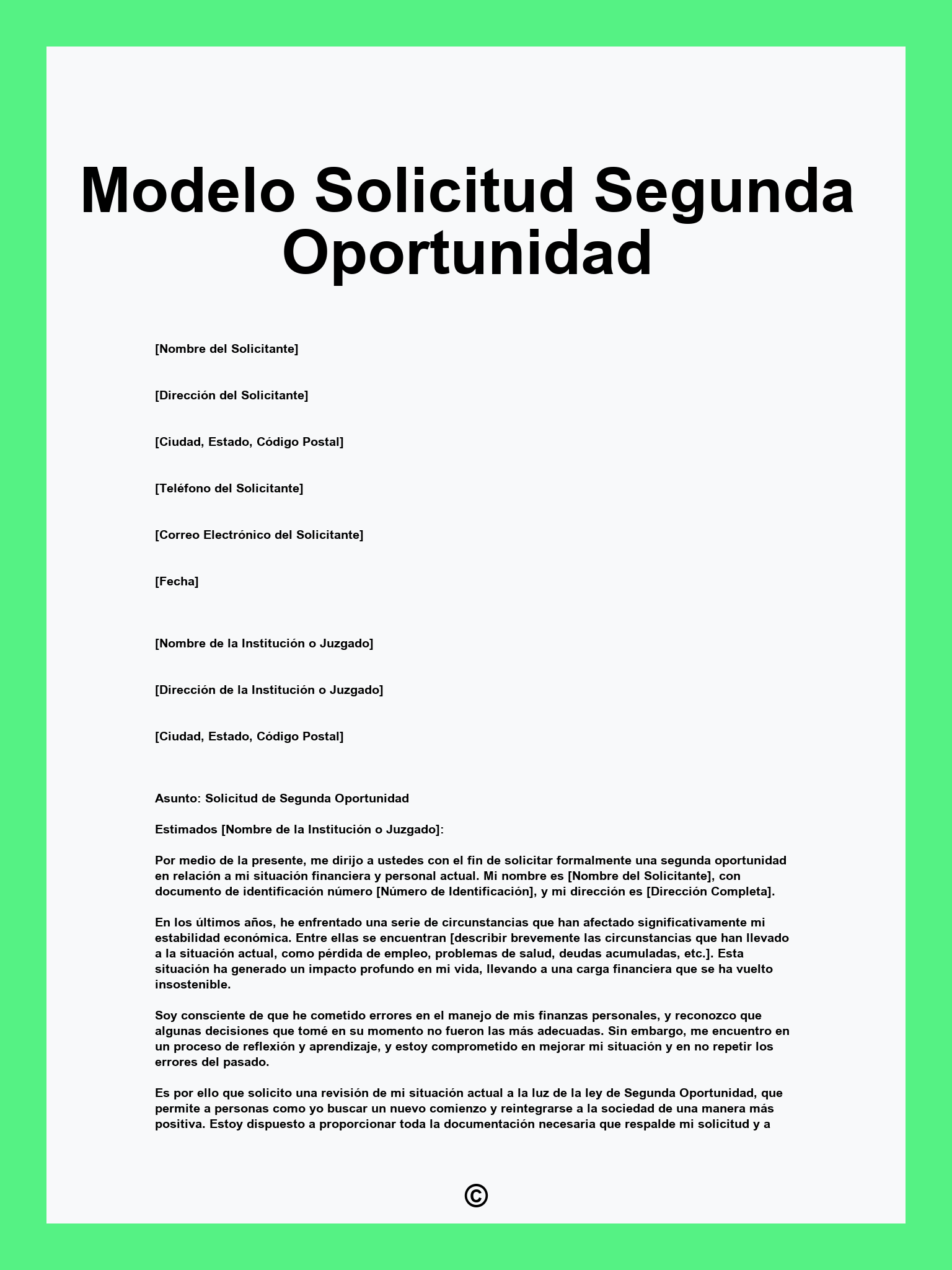 Modelo Solicitud Segunda Oportunidad